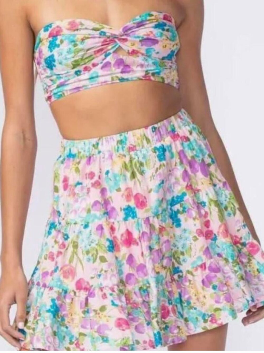 Floral Skirt & Bandeau Set - Size Small
